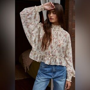 Soft Petals Smocked Mock Top